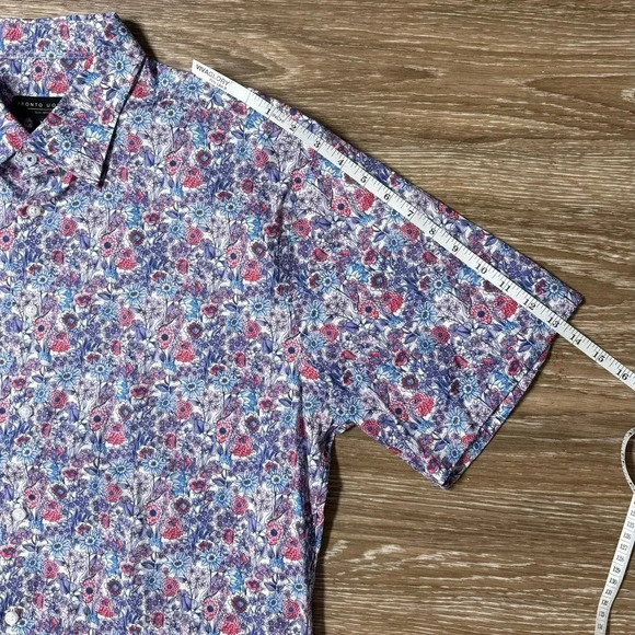 Men’s XL Floral Short Sleeve Button Down Shirt Pronto Uomo Men’s Warehouse EUC - Picture 2 of 7